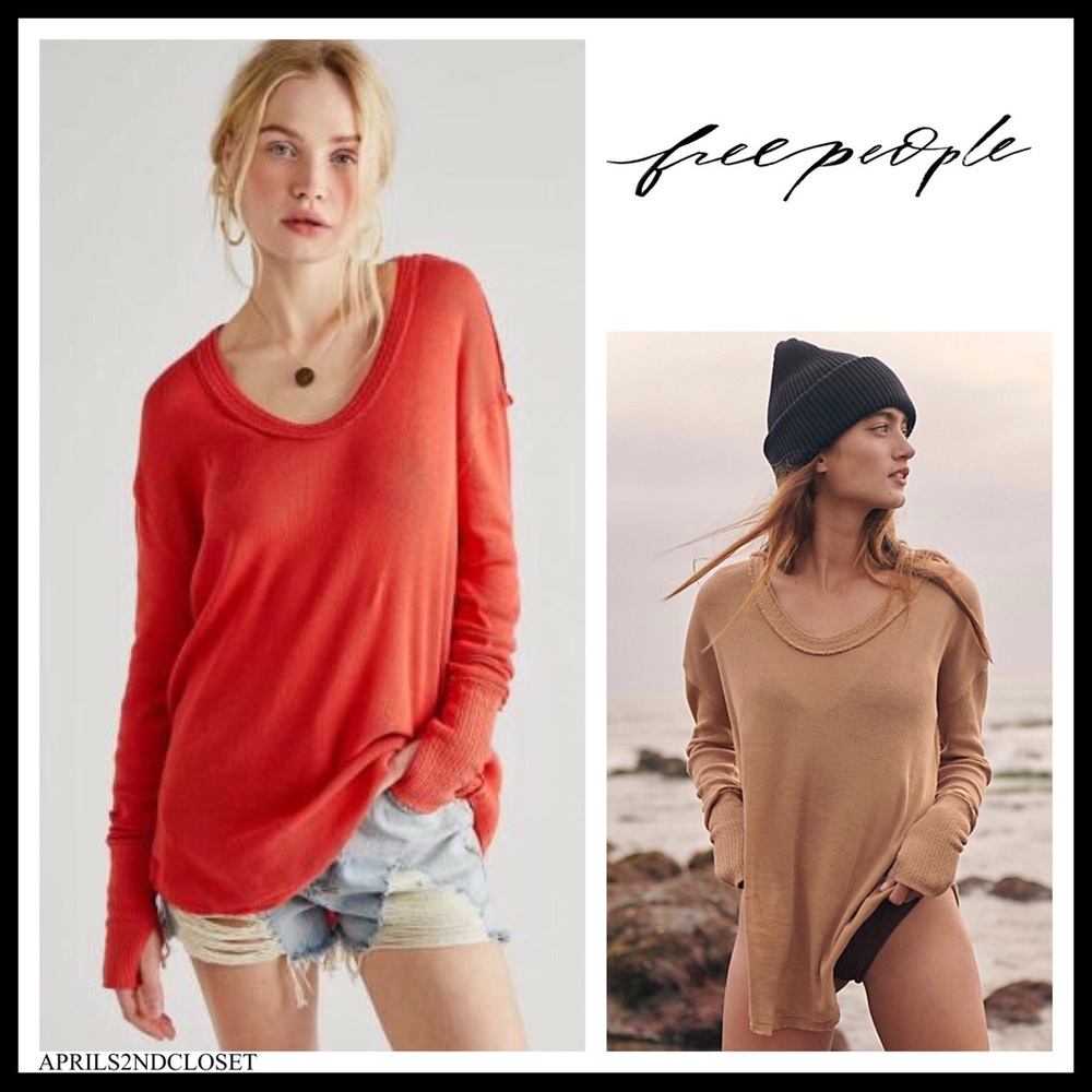 FREE PEOPLE BOHO TUNIC TOP CUFFED LONG SLEEVES TEE PULLOVER A2C - Picture 8 of 16